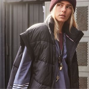 FP Movement In A Bubble Puffer Vest, Black, Size Medium